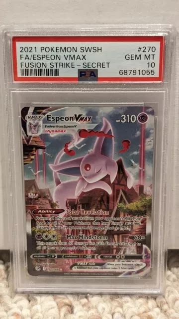 PSA 10 POKÉMON Fusion Strike Espeon Vmax 270 264 Alt Alternate Full Art