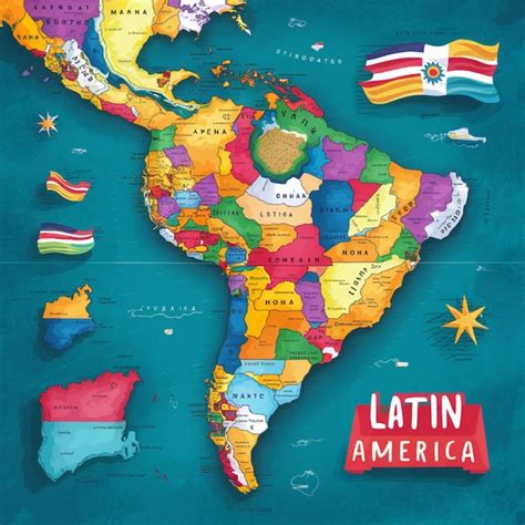 Pa Ses Coloridos De Am Rica Latina Mapa Vectorial Simplificado Con Todos Los Pa Ses En