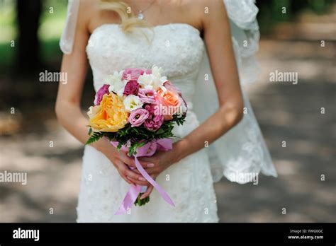 Beautiful Bridal Bouquet With Roses Stock Photo Alamy
