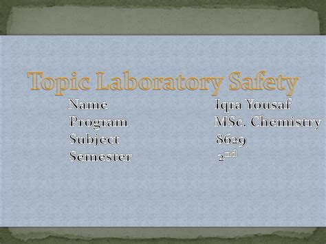 SOLUTION: Laboratory Safety Equipment PPT - Studypool