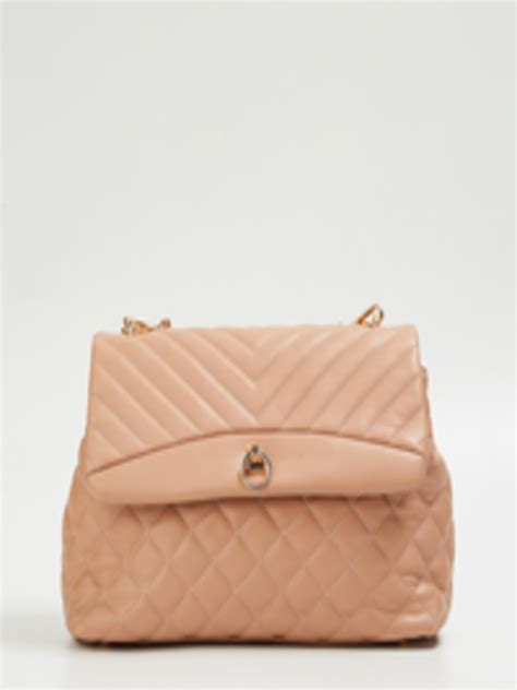 Buy Code By Lifestyle Nude Coloured Textured Structured Sling Bag With