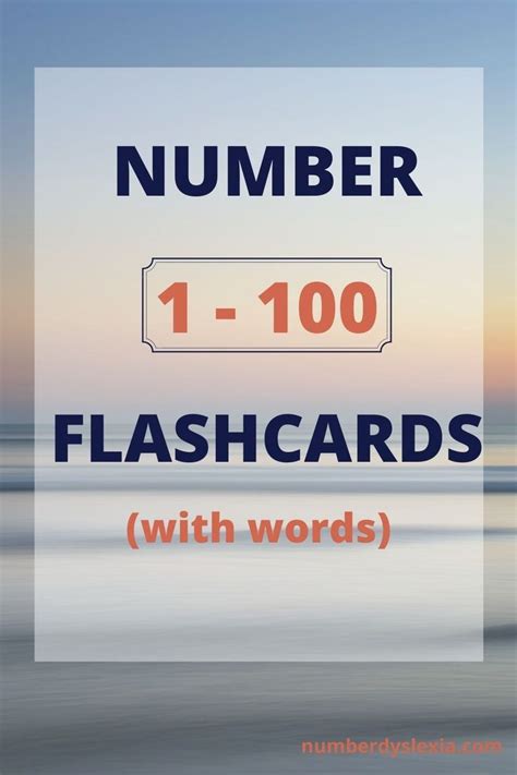 Number Flashcards 1-100 with Words | Number flashcards, Free printable ...