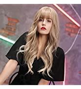 Amazon HAIRCUBE Blonde Wigs Long Curly Wigs Shoulder Length Heat Resistant Synthetic Wigs