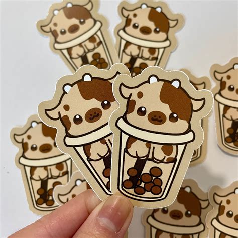 Kawaii Cow Boba Stickers Boba Stickers Bubble Tea Stickers Etsy UK