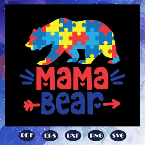 Mama bear svg, bear svg, mama svg, puzzle bear svg, autism d - Inspire ...