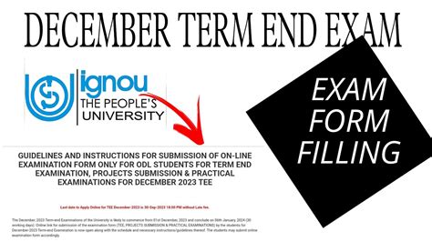 Exam Form Filling December Tee Exam Fees Ignou Exams Ignou