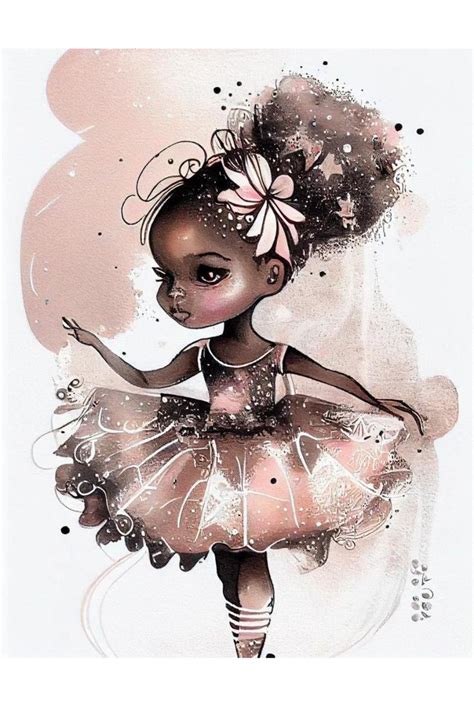 Black Ballerina Wall Art Watercolor Nursery Ballerina Prints Etsy