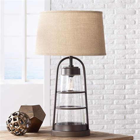 Franklin Iron Works 31 Industrial Lantern Table Lamp With Night Light