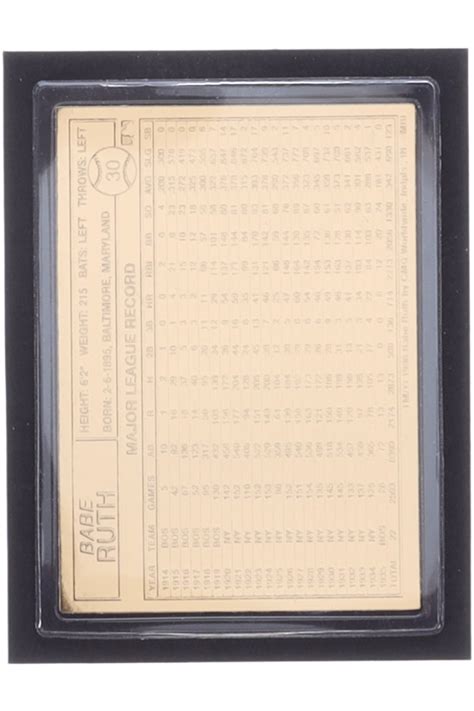 Babe Ruth Lou Gehrig Set Of Danbury Mint Kt Gold Cards Pristine Auction