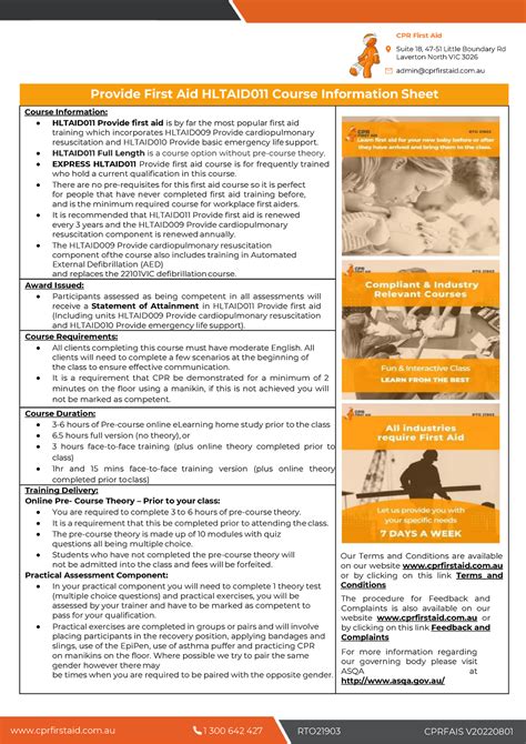 Cprfa Hltaid Provide First Aid Course Info Sheet V Cpr