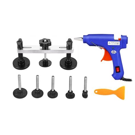 Paintless Dent Repair Tool Kit Bridge Removal Puller W Hot Melt Glue Stick Glue Dent Tab Car