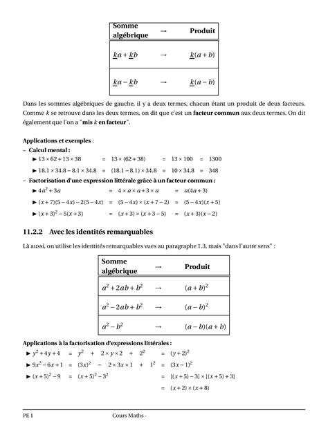 Ecritures littérales identités remarquables Cours AlloSchool