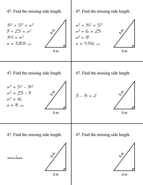 Finding Missing Side Lengths Of Right Triangles Worksheet