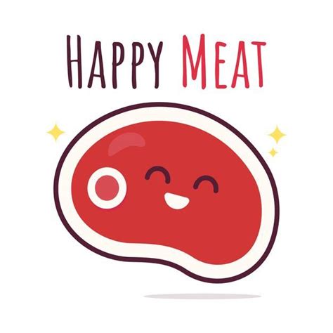 Cute Cartoon Piece Of Meat Funny Food Illustration Premium Vector