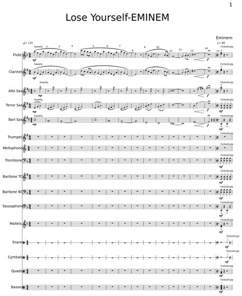 Lose Yourself Eminem Sheet Music For Flute Clarinet Alto Saxophone