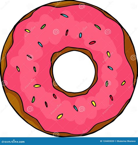 Doughnut Cartoon Illustration For Children`s Greeting Card Design