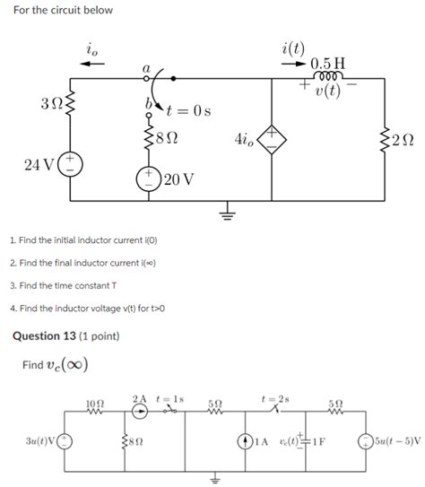 Solved For The Circuit Below Find The Initial Inductor Chegg