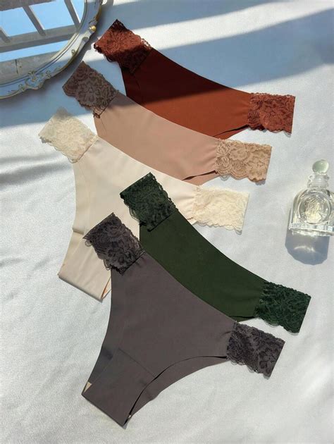 Shein Underwear Sleepwear Basics 5pack Contrast Lace Panty Set Lingerie SHEIN USA