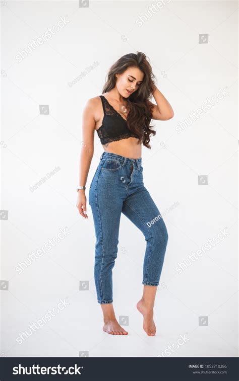 Beautiful Sexy Brunette Girl Jeans Underwear Stock Photo Shutterstock