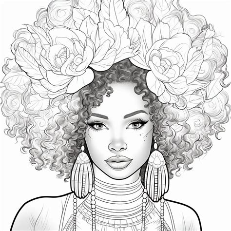 Beautiful Luxury Black Girl Coloring Pages Afro Coloring Pages Etsy