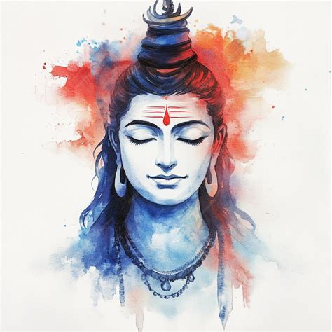 Lord Shiva Minimalist Watercolor Effect Painting | Premium AI-generated