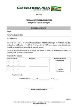 Requerimento de isenção da taxa de inscrição