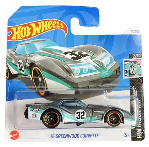 Hot Wheels 76 Greenwood Corvette HW Modified 2 10 HTD67 Short Card Good Year Grey
