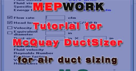 Mcquay Duct Sizer Tutorial Duct Sizing Step By Step