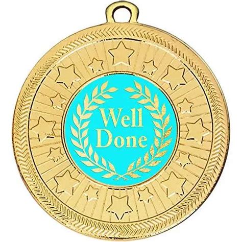 WELL DONE MEDAL Gold 50 Mm With Ribbon Free Engraving Up To 45