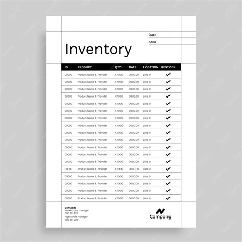 vector inventory checklist template design