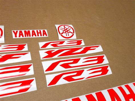 Neon High Visibility Red Logo Decals Set For Yamaha Yzf R3 300 Moto