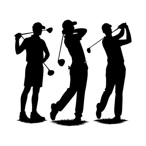 Golf player silhouette golf swing player pose vector golfer silhouette ...