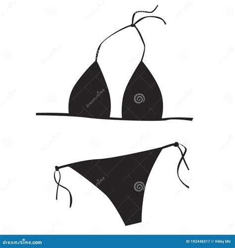 Bikini Or Swimsuit For Women Isolated On White Background Silhouette