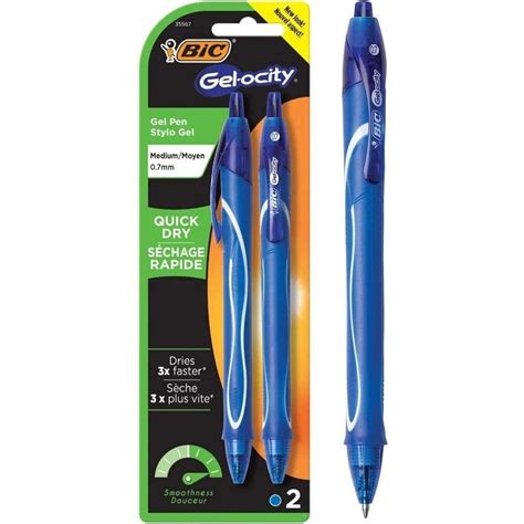 Bic Gel Ocity Quick Dry Blue Pen Gel Ink Medium Point Mm Pack