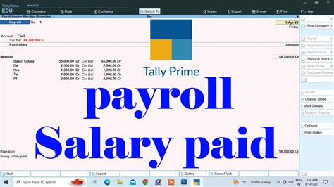 Payroll In Tally Prime How To Create Payroll Voucher In Tally Prime