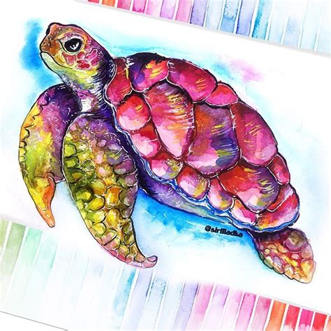 Watercolor Painting of a Sea Turtle