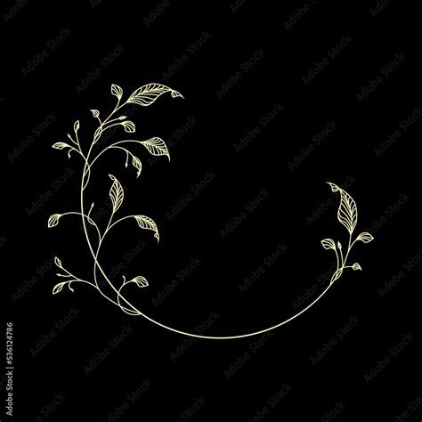 Golden Circle Leaf Frame For Monogram Logo Design Gold Leaf Border