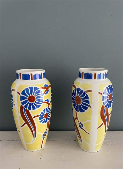 Paire De Vases Art D Co Fa Ence De Lun Ville Zazoubroc