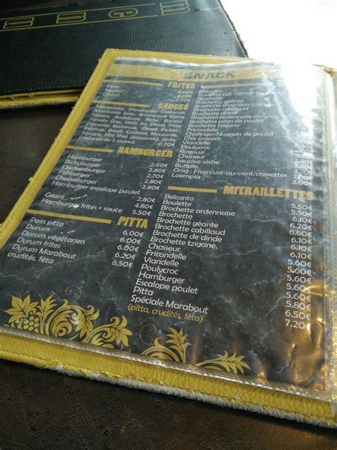 Menu Au Friterie Du Marabout Fleurus Rte De Namur