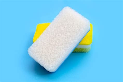 Premium Photo Cleaning Kitchen Dishwashing Sponge Copy Space