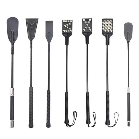 2019 New 1pc Long Handle Faux Leather Riding Crops Bdsm Bondage