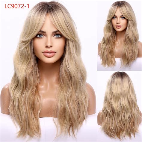Amazon HAIRCUBE Ombre Blonde Wigs For Women Blonde Wigs With Highlight Long Wave Wigs With
