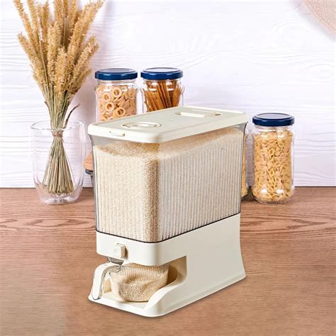 Large Dry Food Container Grain Kitchen Organization Rice Dispenser