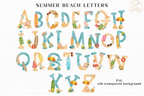 Beach Alphabet Clipart Watercolor Summer Letters And Numbers Png By My XXX Hot Girl