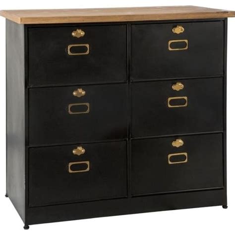 Commode Design 6 Tiroirs Paris Prix Ivan Noir Industriel Loft