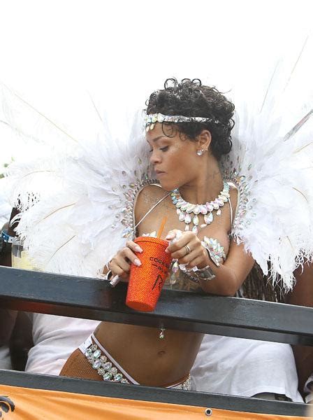 Holy Almost Naked Rihanna Singer Celebrates Barbados Holiday In Glitter Bikini