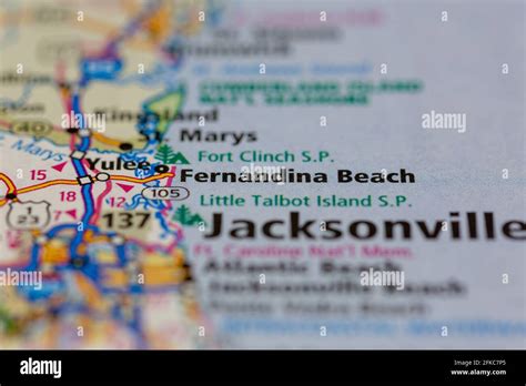 Fernandina Beach Florida Usa Shown On A Geography Map Or Road Map Stock
