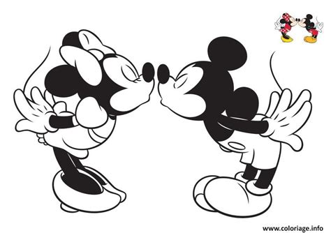 Coloriage Disney Bisou Mickey Et Minnie Jecolorie