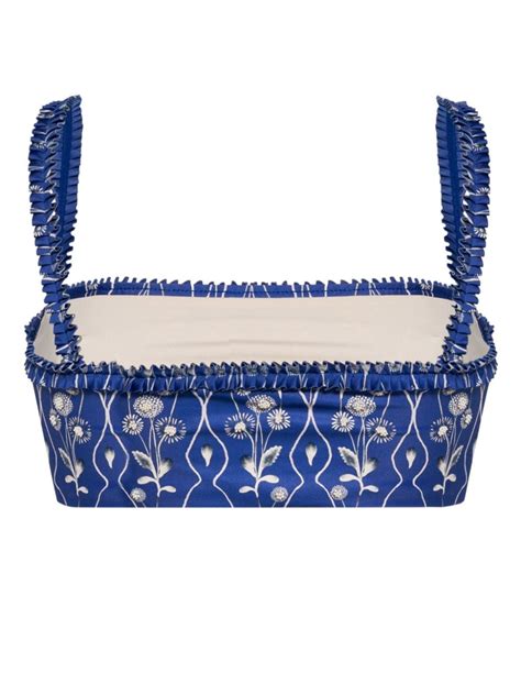 Agua By Agua Bendita Olmo Floral Print Bikini Top Blue Farfetch