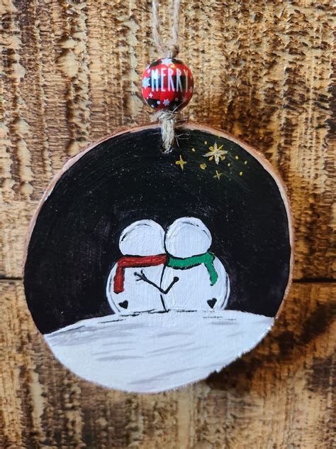 Hand Painted Wood Slice Ornaments Etsy